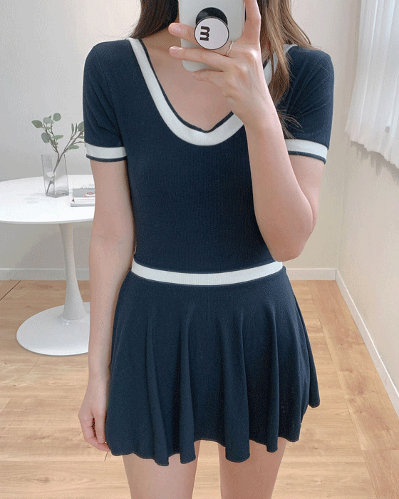 knit 모노키니, skirt (2set)