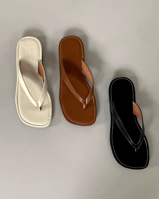 (1cm) 스퀘어 베이직 쪼리 슬리퍼  shoes- 3color