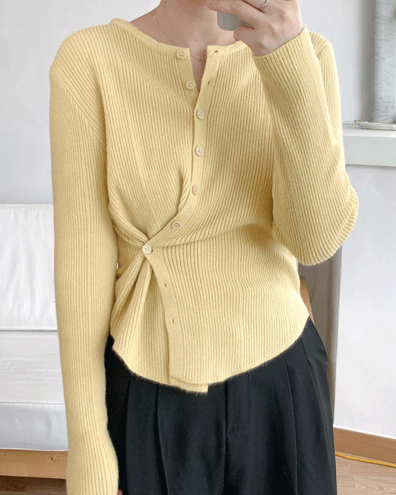 2way 골지 사선 랩 knit cardigan - 7color