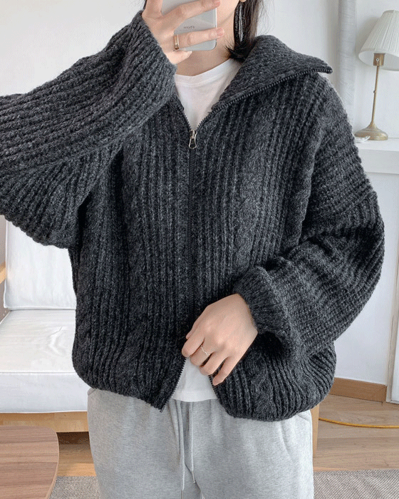 워머 꽈배기 투웨이 니트 집업 가디건 knit cardigan - 5color