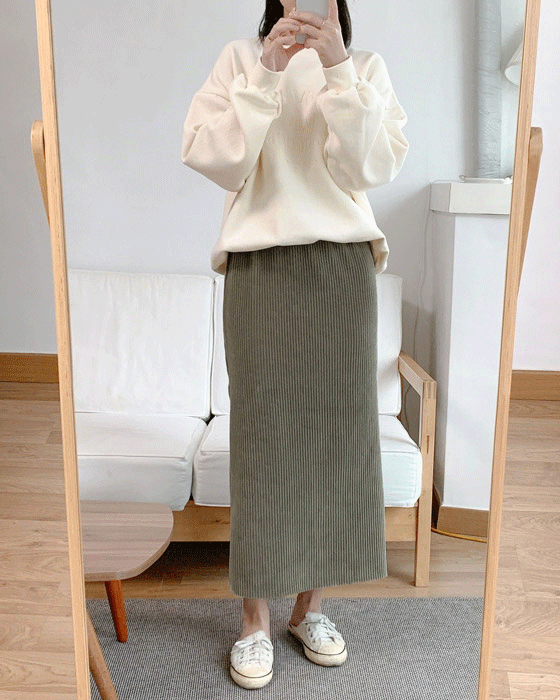 코듀로이 밴딩 롱 skirt -  2color