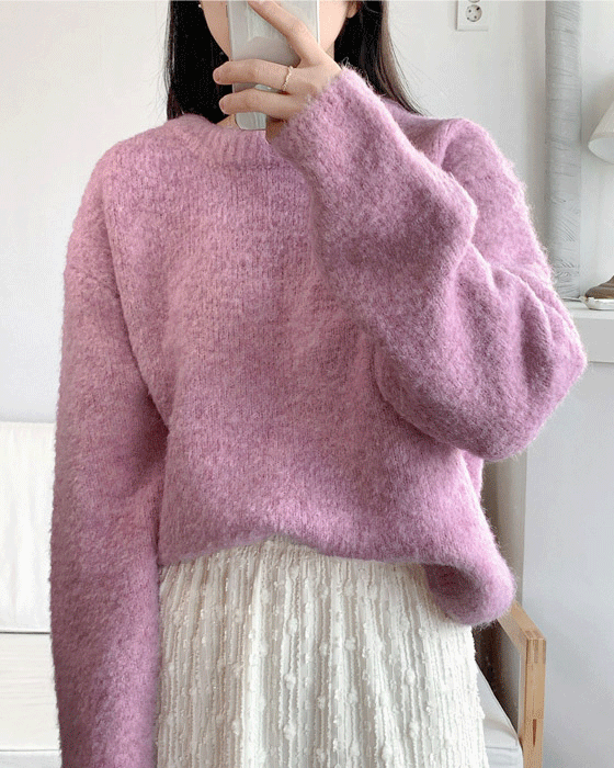 파드 믹스 라운드 니트 knit (울9) - 4color