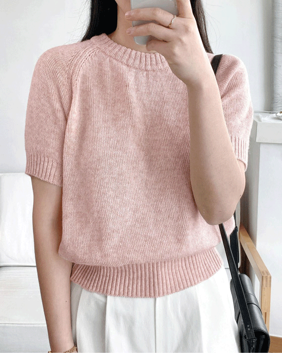 라운드 반팔 니트  knit (캐시미어3) - 5color