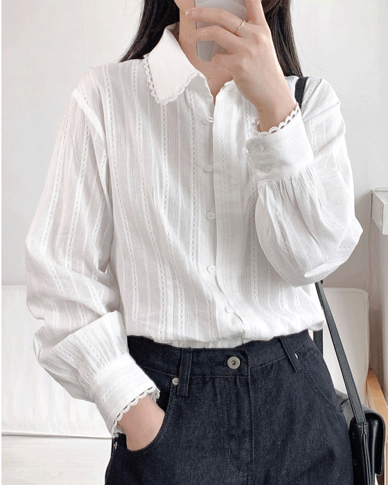 오즈 레이스 카라 블라우스 blouse - 2color