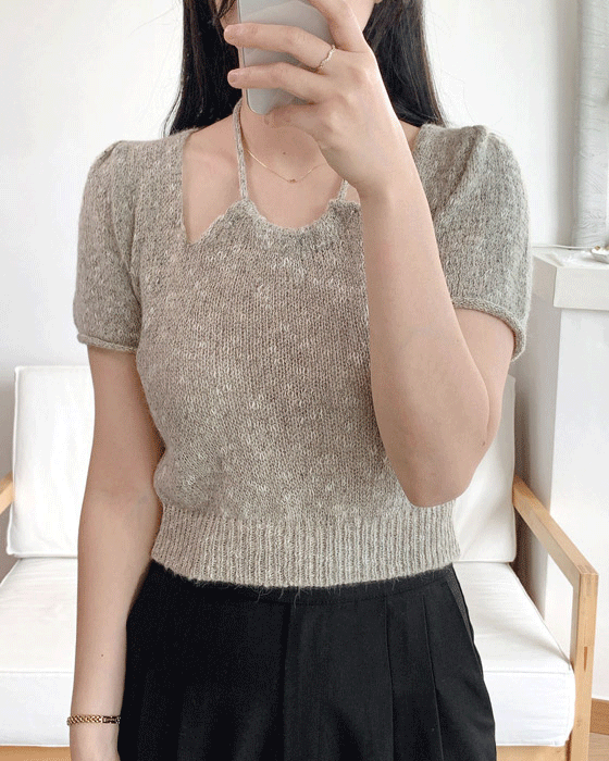 보카시 홀터넥 반팔 니트 knit - 5color
